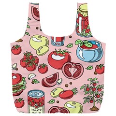 Tomato-seamless-pattern-juicy-tomatoes-food-sauce-ketchup-soup-paste-with-fresh-red-vegetables-backd Full Print Recycle Bag (xxl) by Pakemis