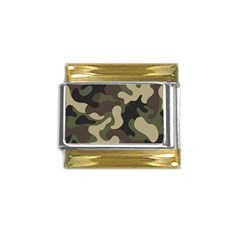 Camouflage Pattern Background Gold Trim Italian Charm (9mm) by artworkshop