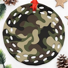 Camouflage Pattern Background Round Filigree Ornament (two Sides) by artworkshop