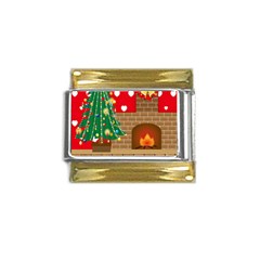 Christmas Room Gold Trim Italian Charm (9mm) by artworkshop