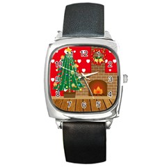 Christmas Room Square Metal Watch by artworkshop