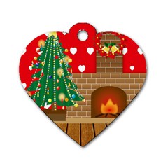 Christmas Room Dog Tag Heart (two Sides) by artworkshop