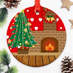 Christmas Room Round Ornament (two Sides) by artworkshop