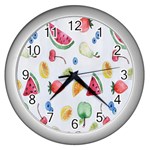 Fruit Summer Vitamin Watercolor Wall Clock (Silver) Front