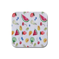 Fruit Summer Vitamin Watercolor Rubber Square Coaster (4 Pack) by artworkshop