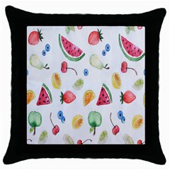 Fruit Summer Vitamin Watercolor Throw Pillow Case (black) by artworkshop