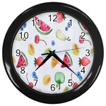 Fruit Summer Vitamin Watercolor Wall Clock (Black) Front