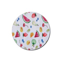 Fruit Summer Vitamin Watercolor Rubber Round Coaster (4 Pack) by artworkshop