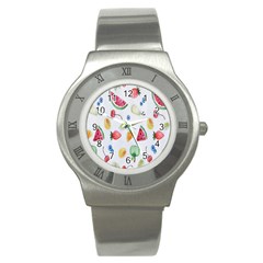 Fruit Summer Vitamin Watercolor Stainless Steel Watch by artworkshop