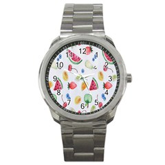 Fruit Summer Vitamin Watercolor Sport Metal Watch by artworkshop