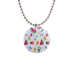 Fruit Summer Vitamin Watercolor 1  Button Necklace by artworkshop