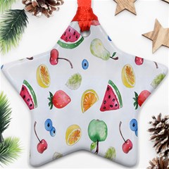 Fruit Summer Vitamin Watercolor Star Ornament (two Sides) by artworkshop