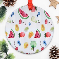 Fruit Summer Vitamin Watercolor Round Ornament (two Sides) by artworkshop