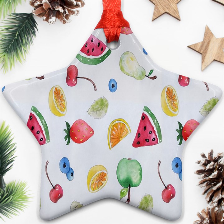 Fruit Summer Vitamin Watercolor Star Ornament (Two Sides)