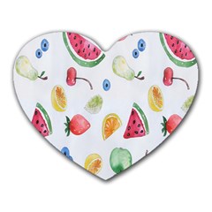 Fruit Summer Vitamin Watercolor Heart Mousepad by artworkshop