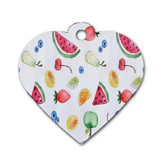 Fruit Summer Vitamin Watercolor Dog Tag Heart (two Sides) by artworkshop