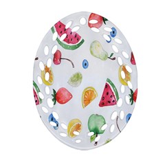 Fruit Summer Vitamin Watercolor Ornament (oval Filigree) by artworkshop