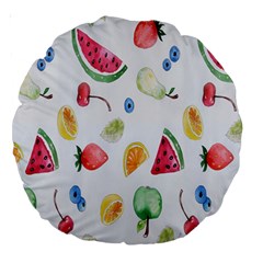 Fruit Summer Vitamin Watercolor Large 18  Premium Round Cushions by artworkshop