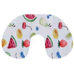 Fruit Summer Vitamin Watercolor Travel Neck Pillow by artworkshop