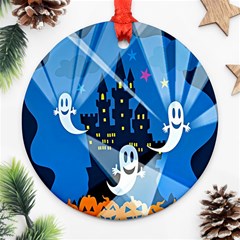 Halloween Ghosts Haunted House Ornament (round) by artworkshop