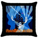 Halloween Ghosts Haunted House Throw Pillow Case (Black) Front