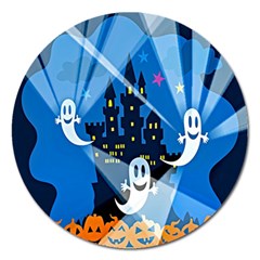 Halloween Ghosts Haunted House Magnet 5  (round) by artworkshop