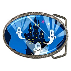 Halloween Ghosts Haunted House Belt Buckles by artworkshop