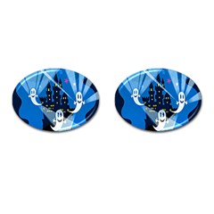 Halloween Ghosts Haunted House Cufflinks (oval)