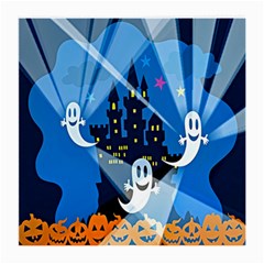 Halloween Ghosts Haunted House Medium Glasses Cloth (2 Sides) by artworkshop