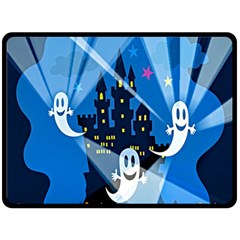 Halloween Ghosts Haunted House Fleece Blanket (large) by artworkshop