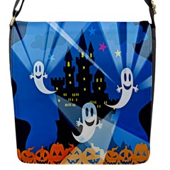 Halloween Ghosts Haunted House Flap Closure Messenger Bag (s) by artworkshop