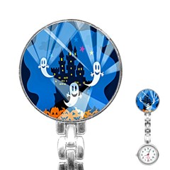 Halloween Ghosts Haunted House Stainless Steel Nurses Watch by artworkshop