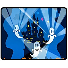 Halloween Ghosts Haunted House Double Sided Fleece Blanket (medium) by artworkshop