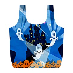 Halloween Ghosts Haunted House Full Print Recycle Bag (l) by artworkshop