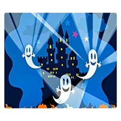 Halloween Ghosts Haunted House Double Sided Flano Blanket (small) by artworkshop