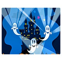 Halloween Ghosts Haunted House Double Sided Flano Blanket (medium) by artworkshop