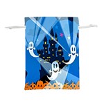 Halloween Ghosts Haunted House Lightweight Drawstring Pouch (L) Front