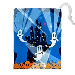 Halloween Ghosts Haunted House Drawstring Pouch (4xl) by artworkshop