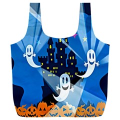 Halloween Ghosts Haunted House Full Print Recycle Bag (xxl) by artworkshop