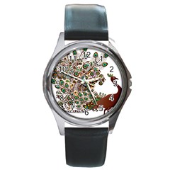 Peacock Graceful Bird Animal Round Metal Watch by artworkshop