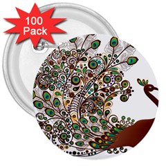 Peacock Graceful Bird Animal 3  Buttons (100 Pack)  by artworkshop