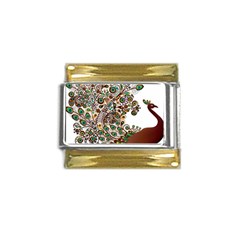 Peacock Graceful Bird Animal Gold Trim Italian Charm (9mm)