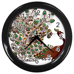 Peacock Graceful Bird Animal Wall Clock (black) by artworkshop