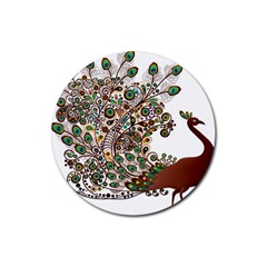 Peacock Graceful Bird Animal Rubber Round Coaster (4 Pack) by artworkshop