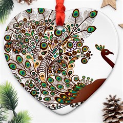 Peacock Graceful Bird Animal Heart Ornament (two Sides) by artworkshop