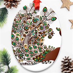 Peacock Graceful Bird Animal Oval Ornament (two Sides) by artworkshop