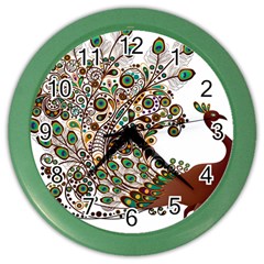 Peacock Graceful Bird Animal Color Wall Clock by artworkshop