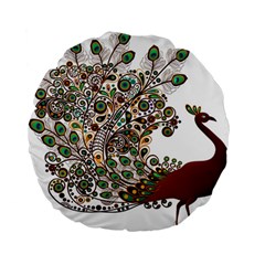 Peacock Graceful Bird Animal Standard 15  Premium Flano Round Cushions by artworkshop