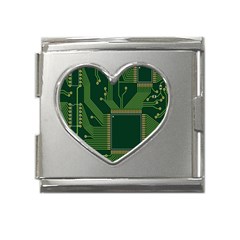 Technology Board Trace Digital Mega Link Heart Italian Charm (18mm)