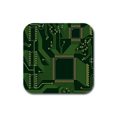 Technology Board Trace Digital Rubber Square Coaster (4 Pack) by artworkshop